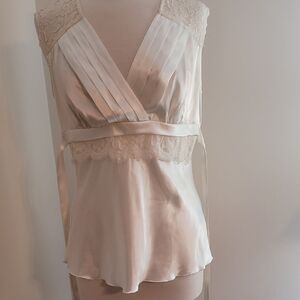 Elegant Cream Lace Trim Blouse